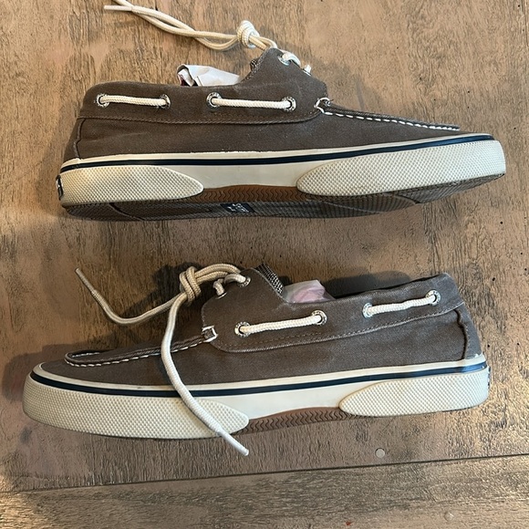 Sperry topsiders brown canvas, size 10.  Very minimal wear. - Picture 3 of 6